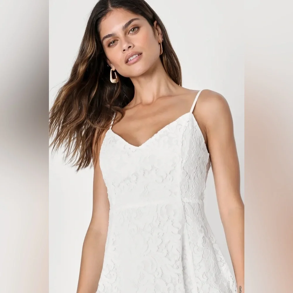 Magnolia Blossom White Lace Skater Dress Lulus